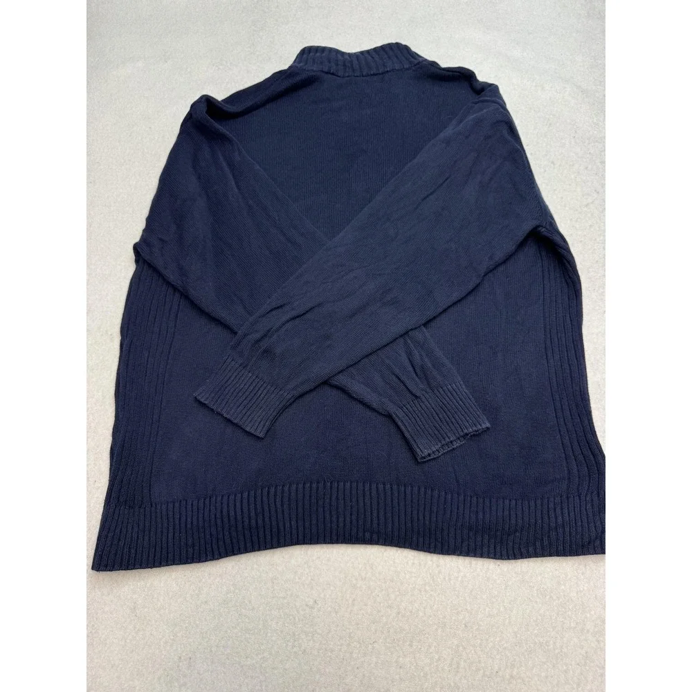 Lacoste Sweater Mens 8/3XL Blue Cotton 1/4 Zip Mock Neck Logo Knit Pullover